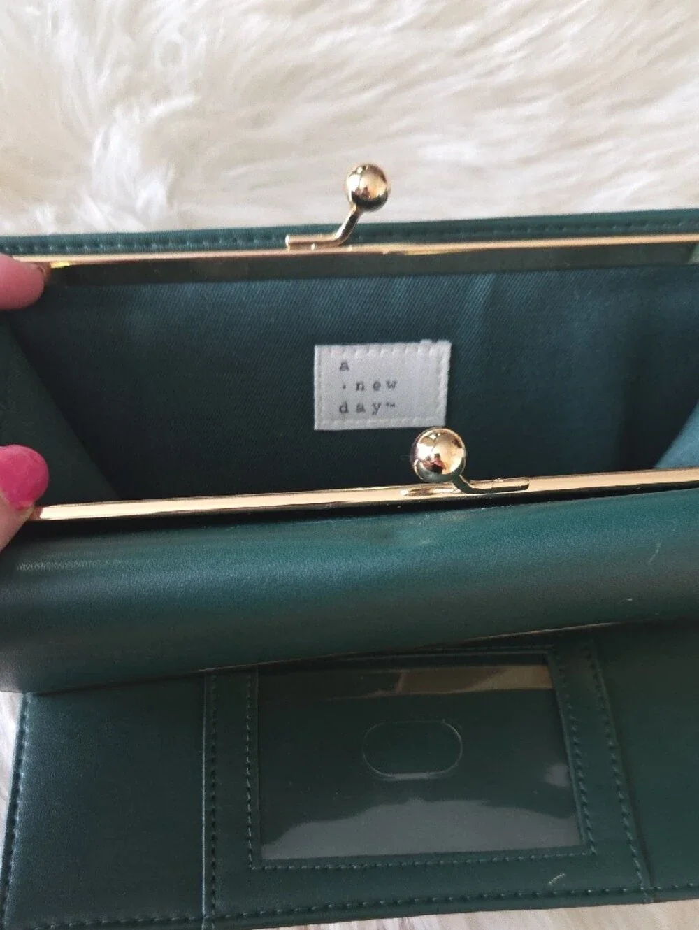 A New Day Green Women's Clutch Wallet with Gold Accent